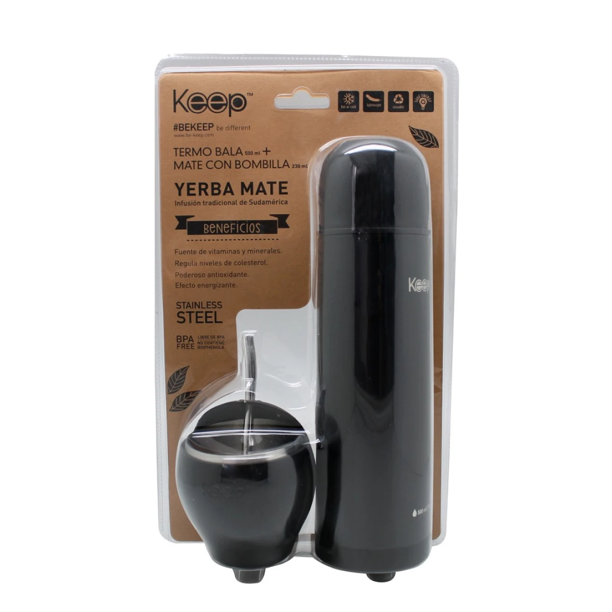 Set Mate y Termo Bala Keep - NEGRO 