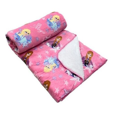Frazada Infantil Disney 1 plaza tela afelpada y con corderito FROZEN ROSA
