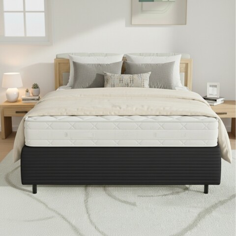 Base Box para Colchón de 2 Plazas Matrimonial - Madera Revestida en Poliéster Negro Base Box para Colchón de 2 Plazas Matrimonial - Madera Revestida en Poliéster Negro