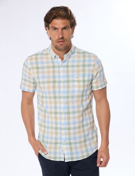 CAMISA DE LINO A CUADROS Verde