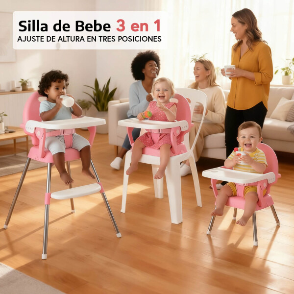Silla De Bebe Para Comer Plegable Asiento 3 En 1 Arnes Cinturon Seguridad 3 Puntos Imback Color Rosa Silla De Bebe Para Comer Plegable Asiento 3 En 1 Arnes Cinturon Seguridad 3 Puntos Imback Color Rosa