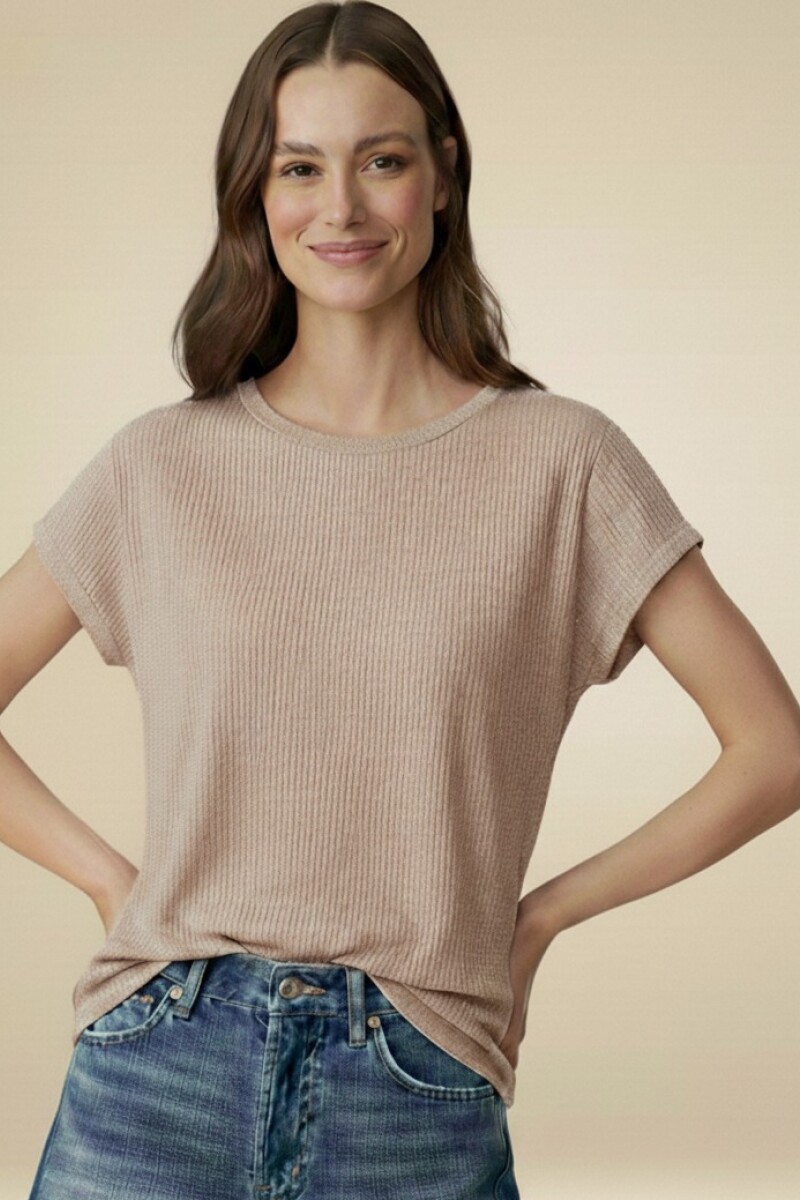 Remera de Lurex. Beige