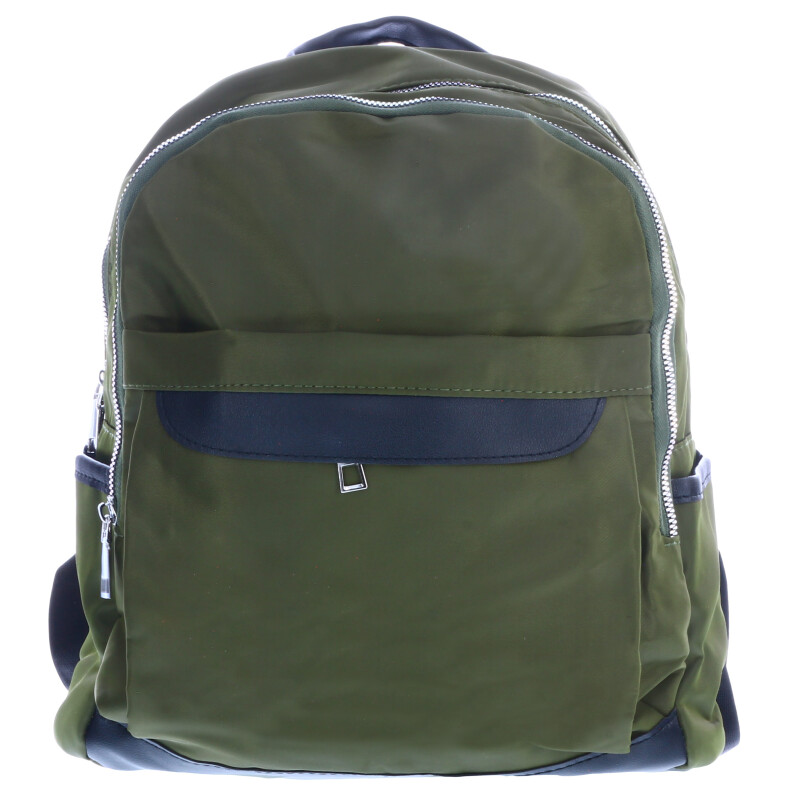 Mochila Miss Carol RACHEL con vivos en cuero sintetico Verde