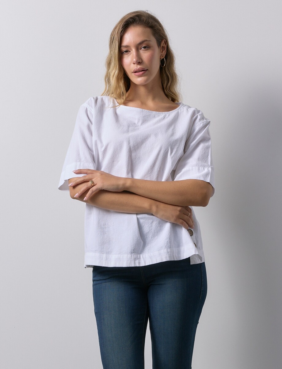 Blusa Algodon Botones - Blanco 