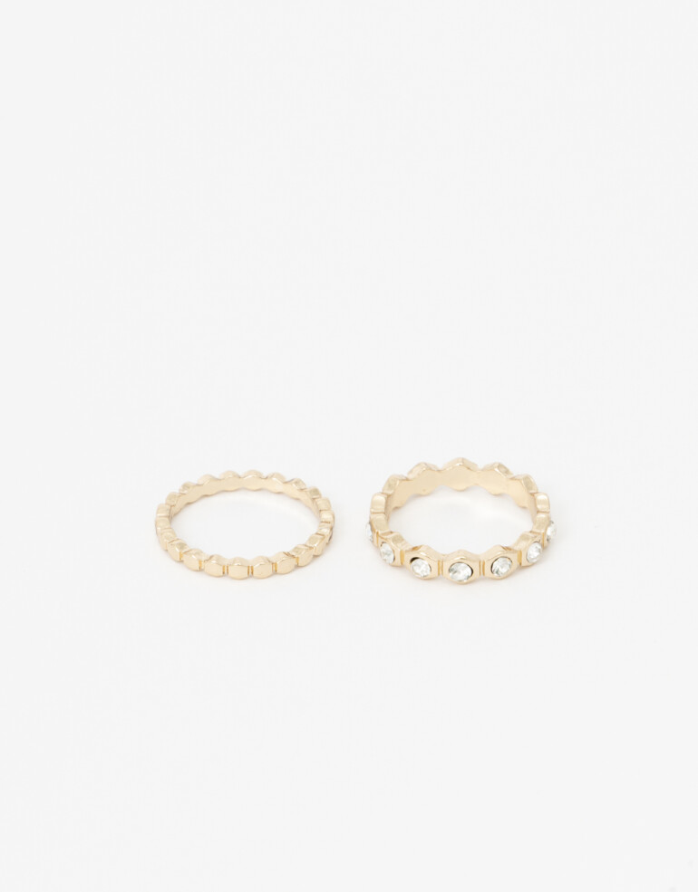 Sets Anillos Metal Set De Anillos Metal Con Strass - Dorado