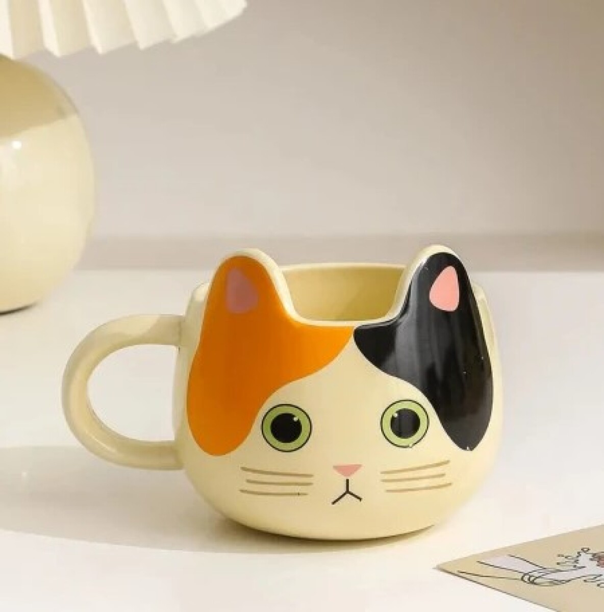 Taza gatito c/cuchara - Naranja y negro 