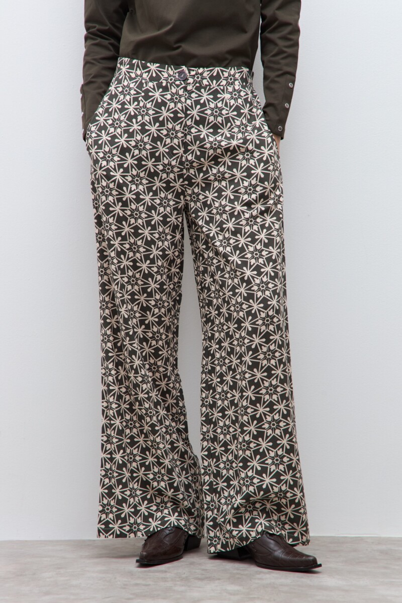 Pantalón estampado Jade verde oliva