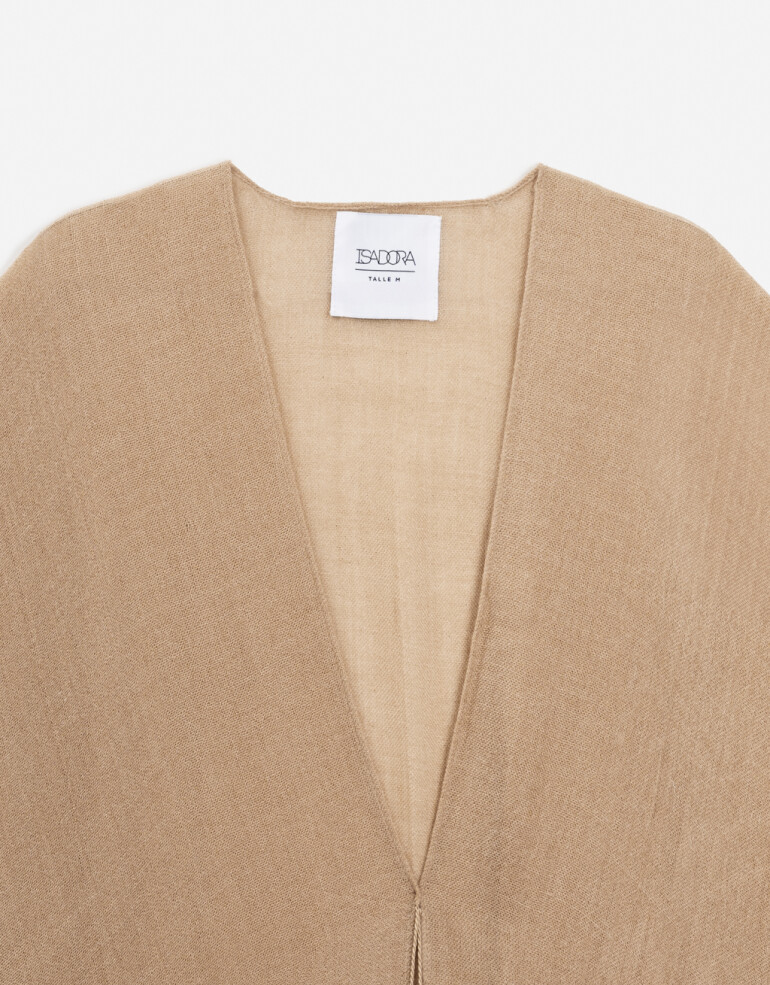 Kimonos Kimono Tejido Con Flecos - Marron Beige