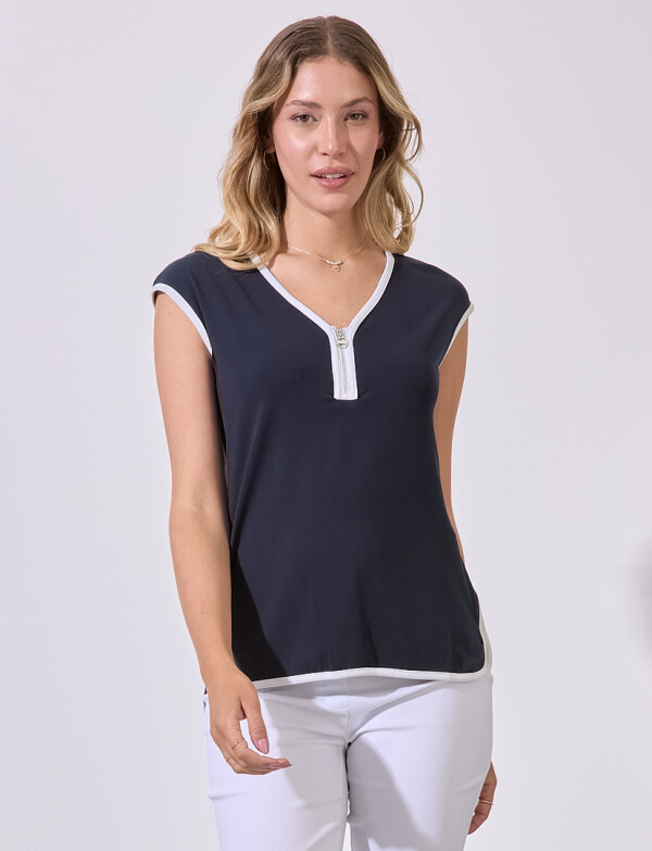 Blusa Zips AZUL/BLANCO