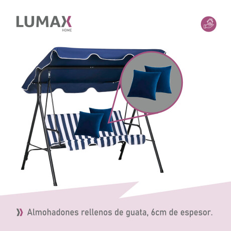 Hamaca Jardín Lumax con Toldo Hierro Exterior Azul/Blanco