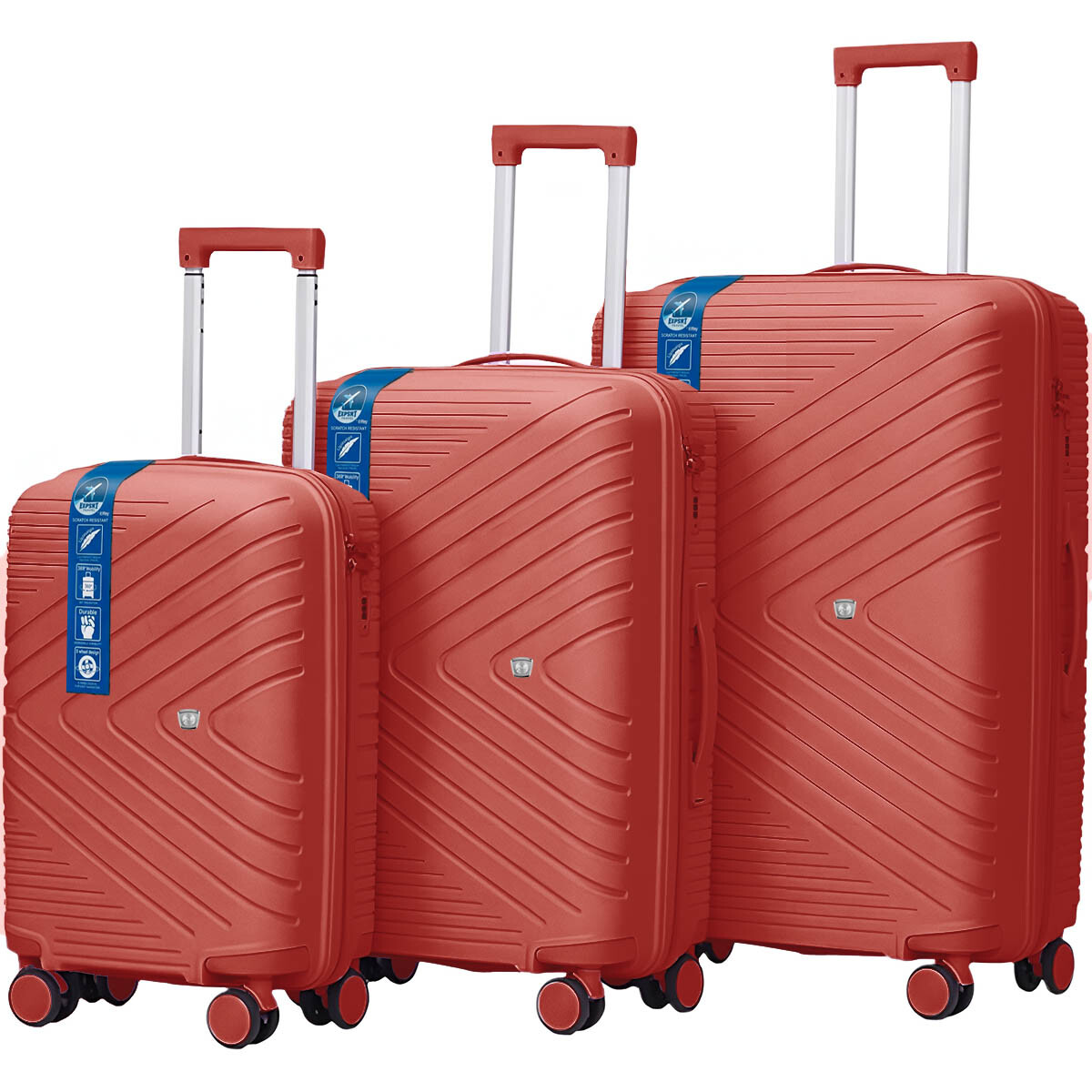 Set X3 Valijas De Viaje Rígidas 4 ruedas 20, 24 y 28 - Rojo 
