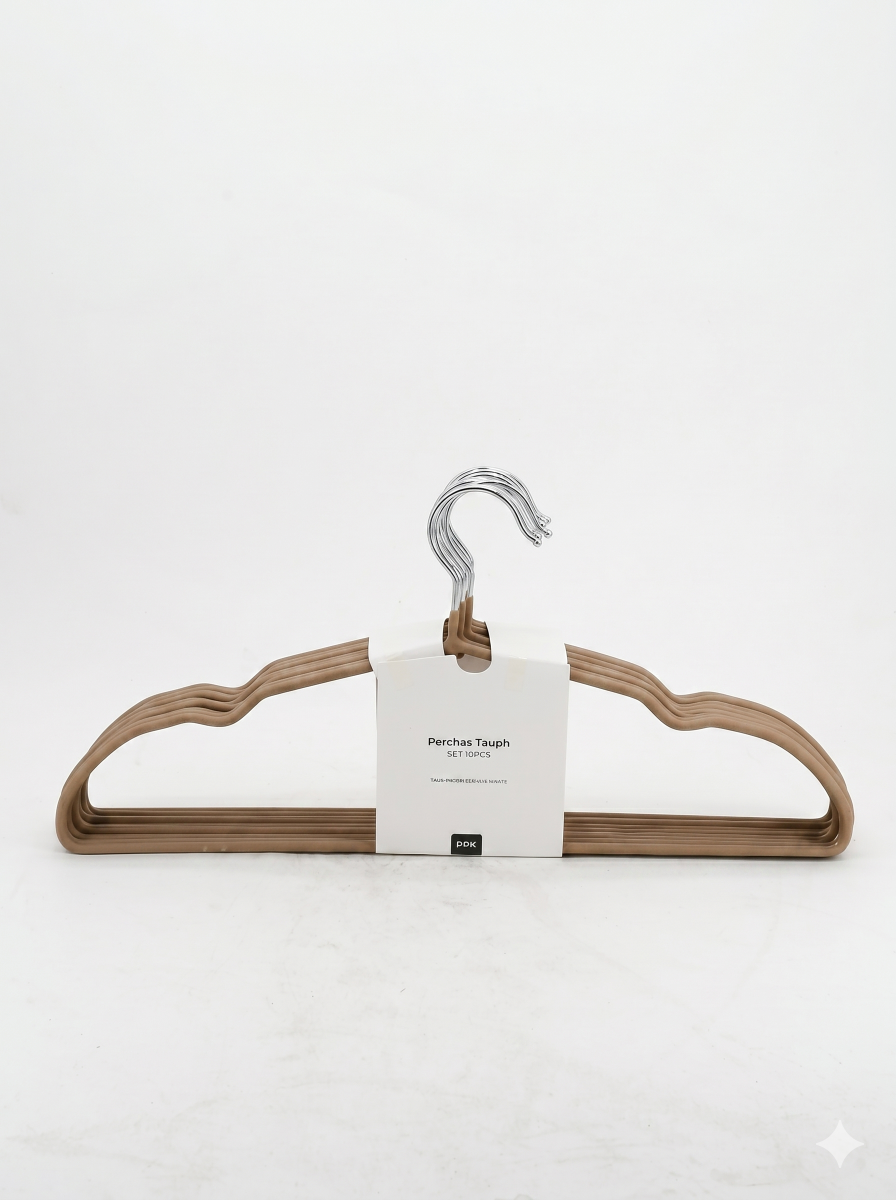 PERCHA ALAMBRE TAUPH 10PCS - TAUPE 