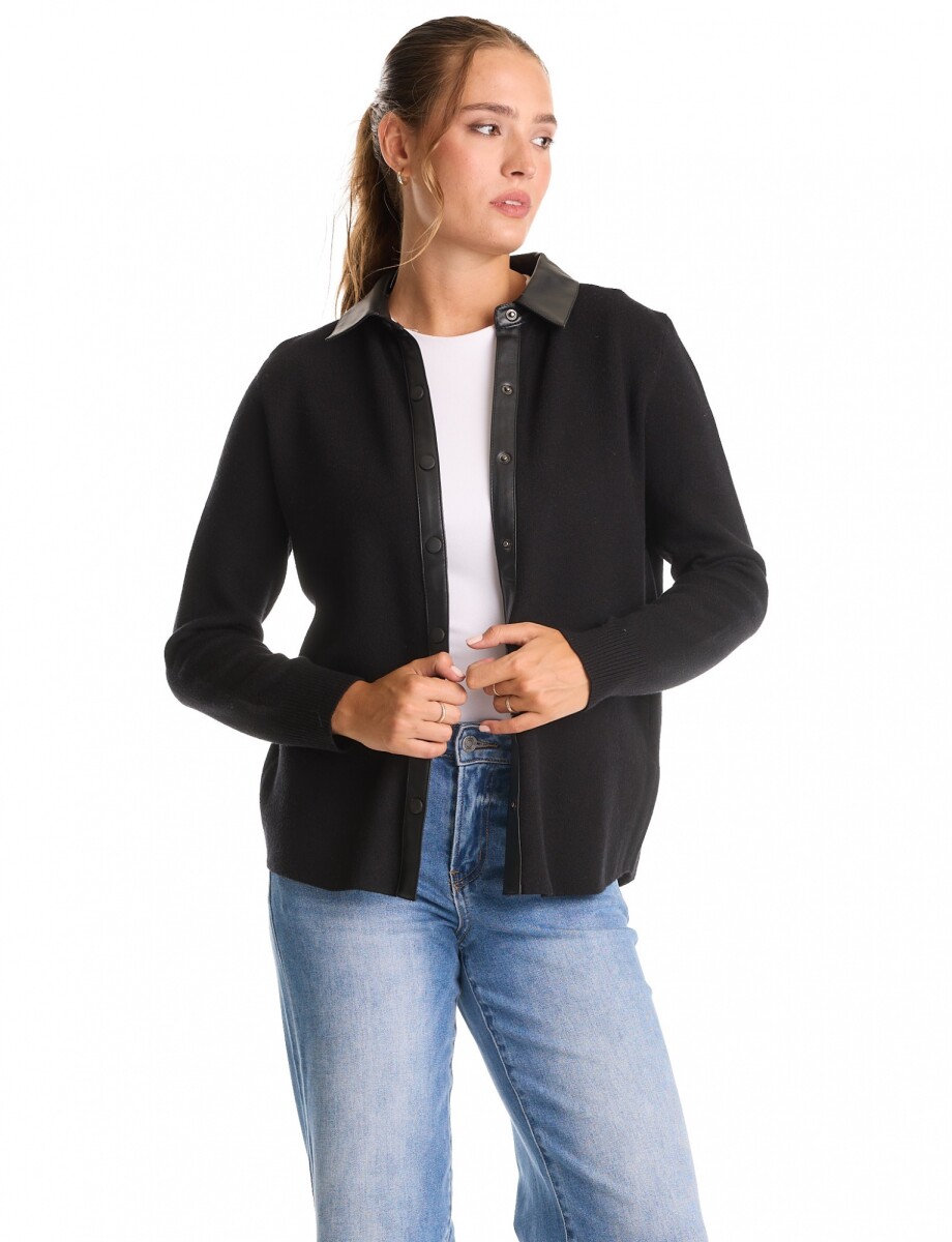 Sobrecamisa Combinada Eco Cuero - Negro 