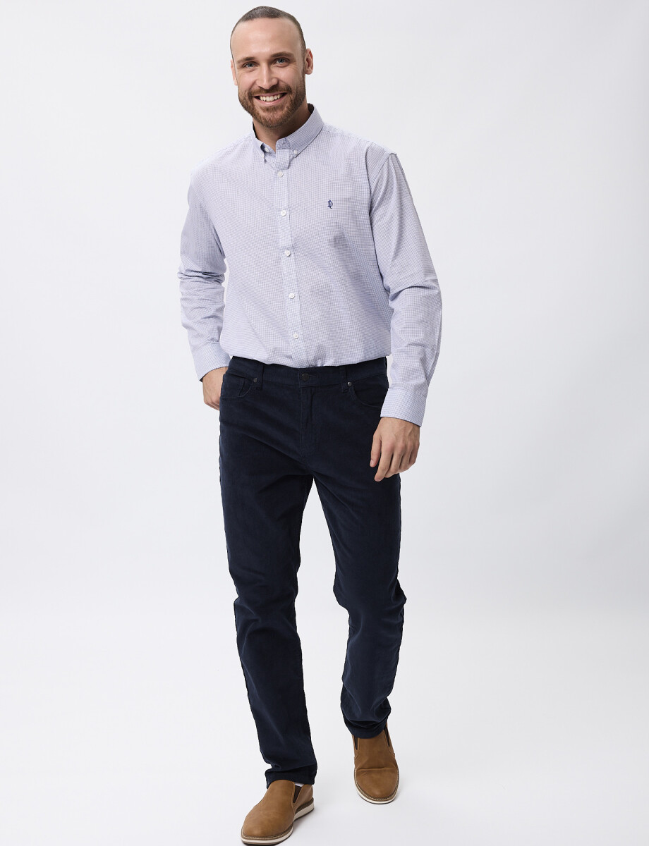 Camisa m/l microcuadros azul