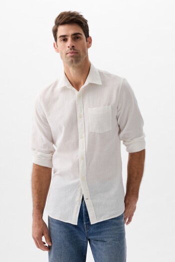 Camisa De Lino Hombre New Off White