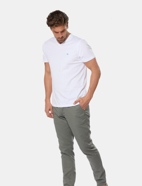 PANTALÓN DE LINO CON CINTURA ELASTIZADA Verde Oscuro