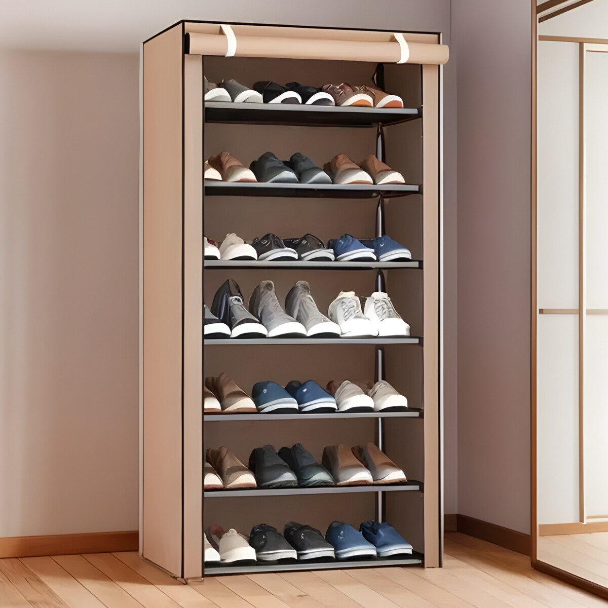 Zapatera de tela - MARRON CLARO 