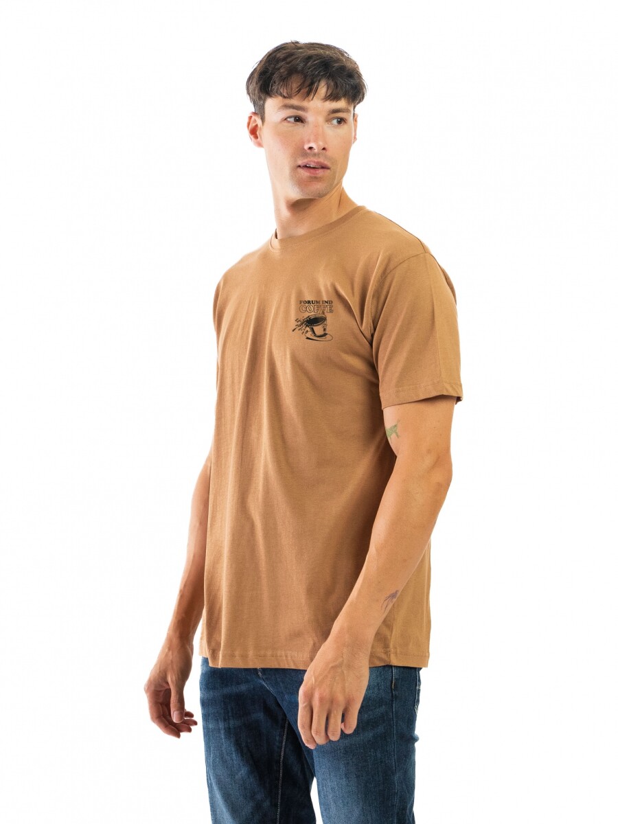 Remera Estampada Cuello Base - Tostado/ diseño 016 