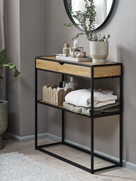 Mesa consola TRAPPEDAL 30x80 roble/negro Mesa consola TRAPPEDAL 30x80 roble/negro