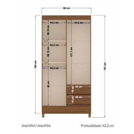 Ropero 4 Puertas 2 Cajones Claro Línea Fit 2663 Unica