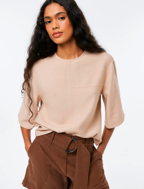 BLUSA MANGA CORTA - BEIGE BEIGE