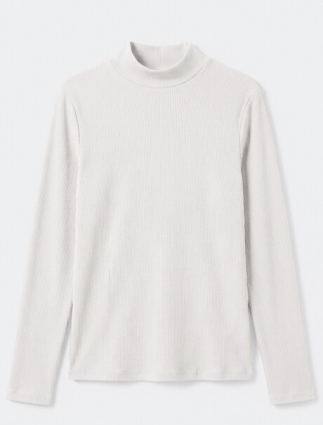 BLUSA DE CUELLO ALTO ACANALADO BLANCO