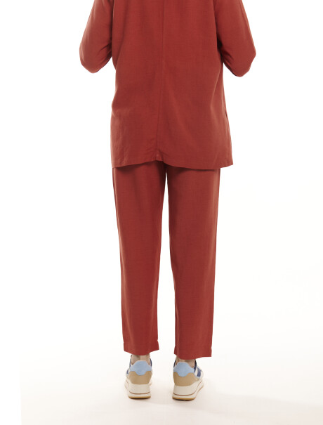 Pantalon lino ladrillo