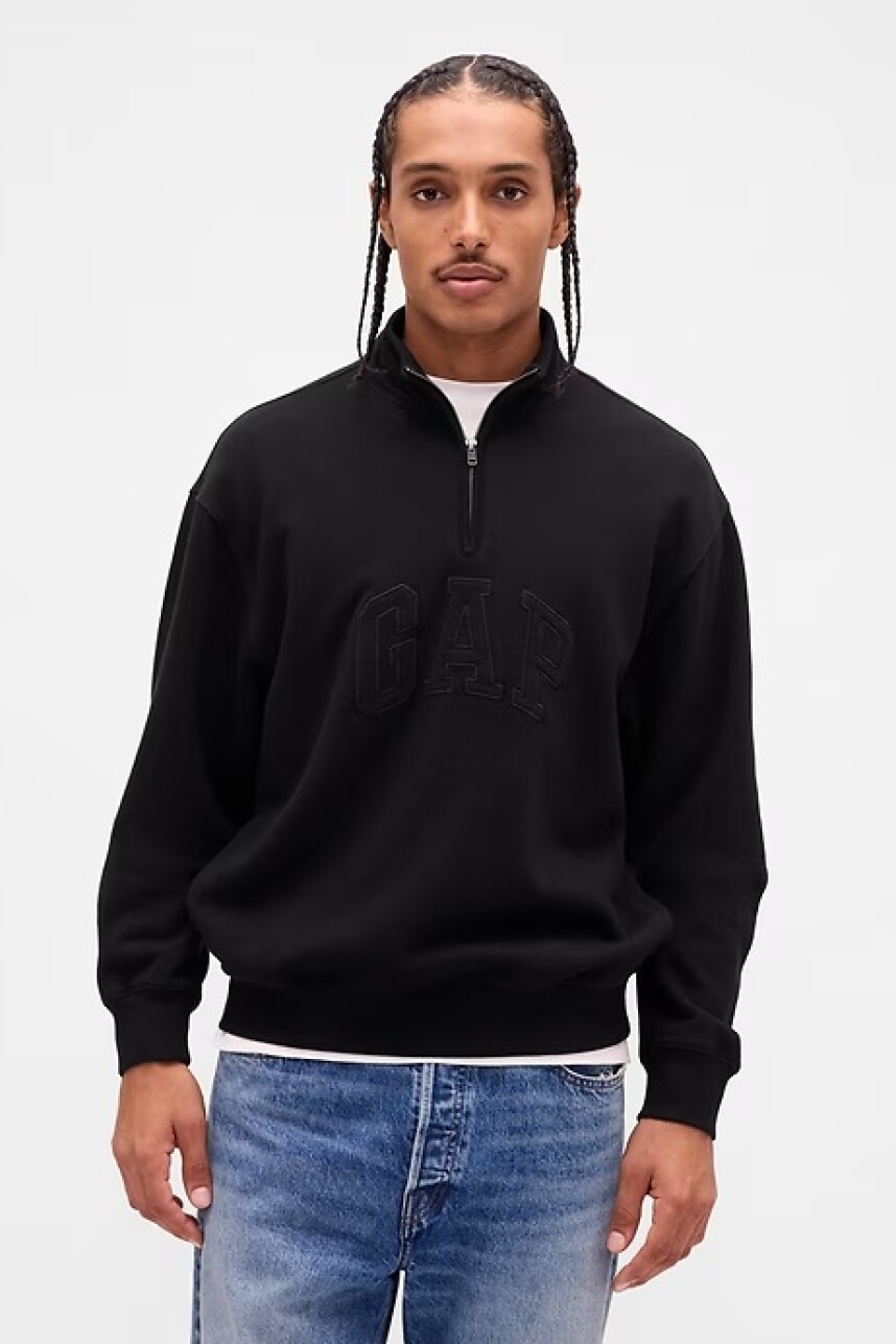 Buzo Deportivo Medio Cierre Logo Gap Hombre True Black