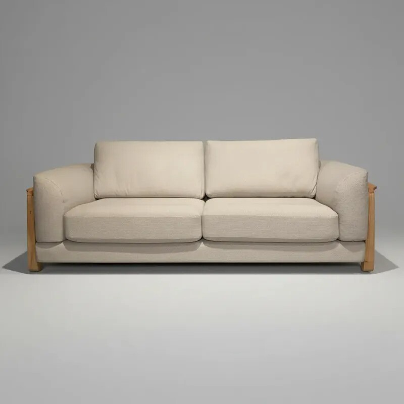 Sofa 3 cuerpos - Madera cinamomo - Tela Tramada Beige Sofa 3 cuerpos - Madera cinamomo - Tela Tramada Beige