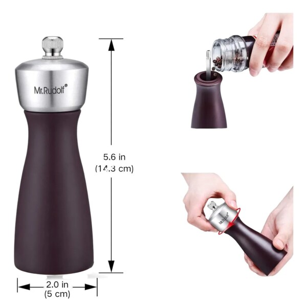 Set X2 Molinillo Salero Pimentero Acero Inoxidable Mr Rudolf Color Marrón