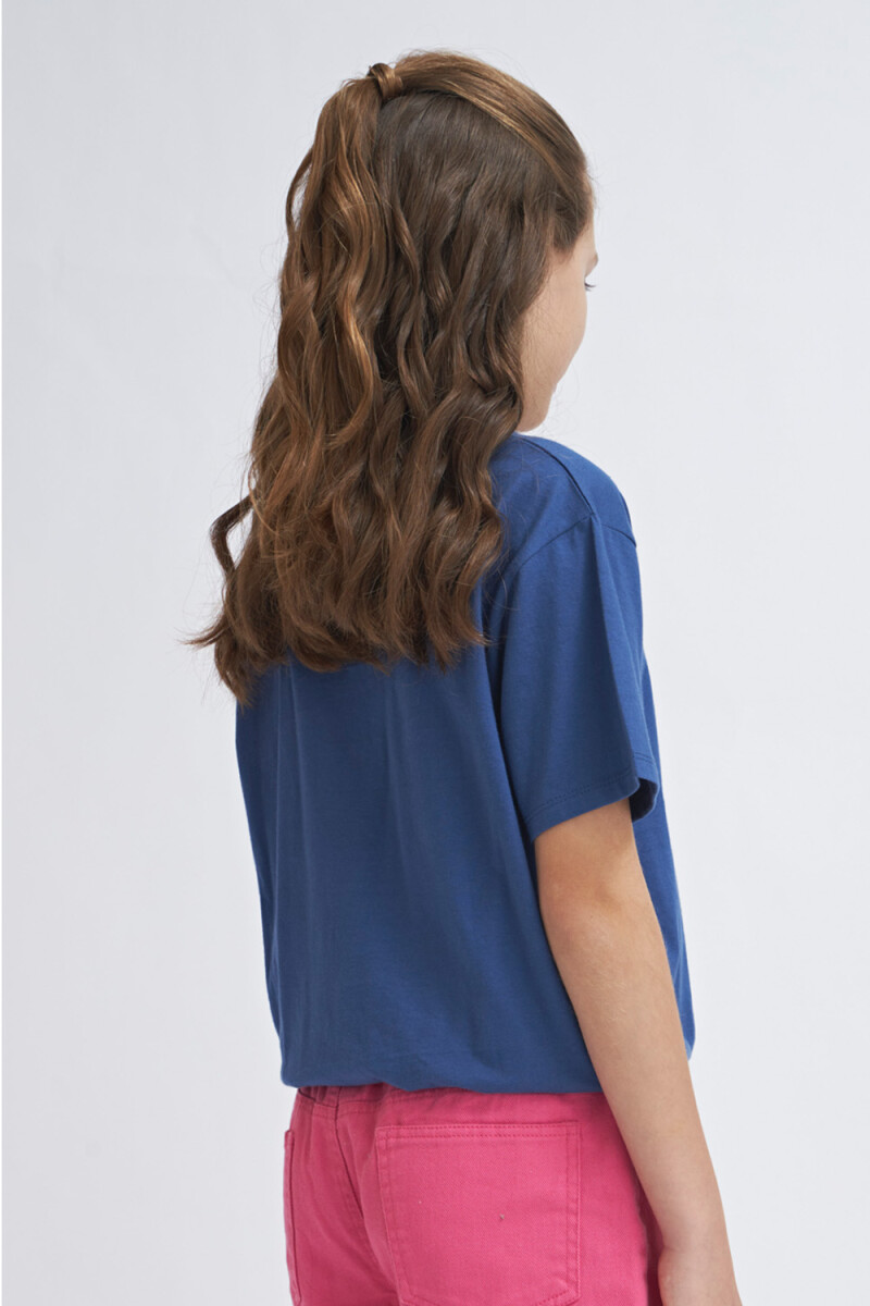 Camiseta manga corta con elástico Azul