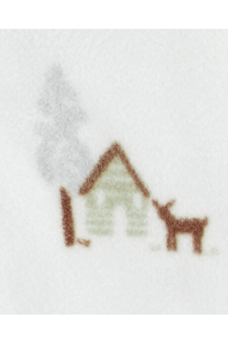 Pijama una pieza de micropolar, con pie, diseño cabaña Sin color