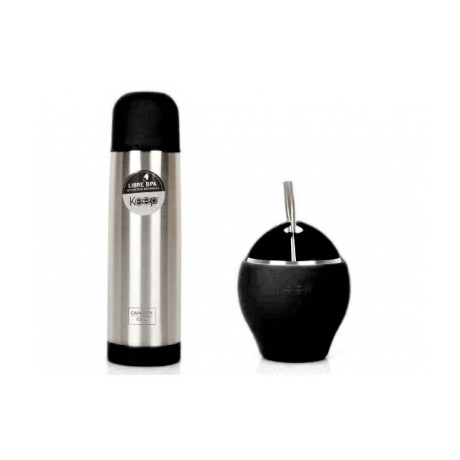 Keep Set Mate Termo Bombilla Acero Inoxidable Colores Negro