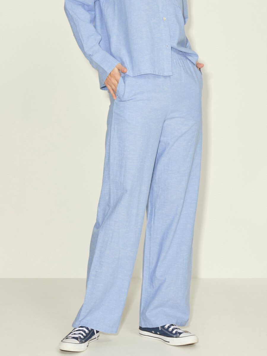 Pantalón Lino Regular Fit Kira - Cashmere Blue 