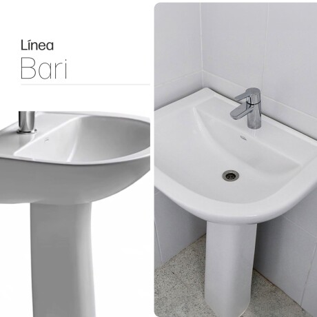 LAVATORIO CON PEDESTAL DE LOZA SANITARIA BARI BLANCO BLANCO