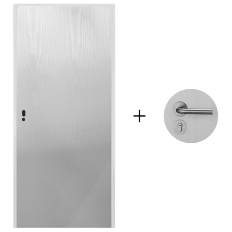Puerta Desarmada Interior en MDF con Marco y Cerradura Lumax Blanca tramada Herraje Plateado