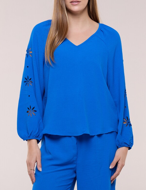 Blusa Con Calado Lateral Floral ROYAL