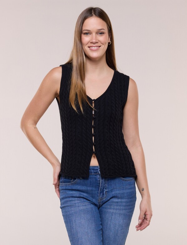 Chaleco Tejido Trenzado NEGRO