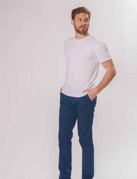 PANTALÓN CON MEDIA CINTURA ELASTIZADA Azul