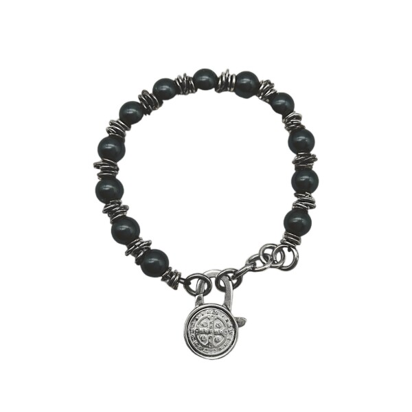 Pulsera Bolitas-Plata 925-Perla negra-PU3000 conperla