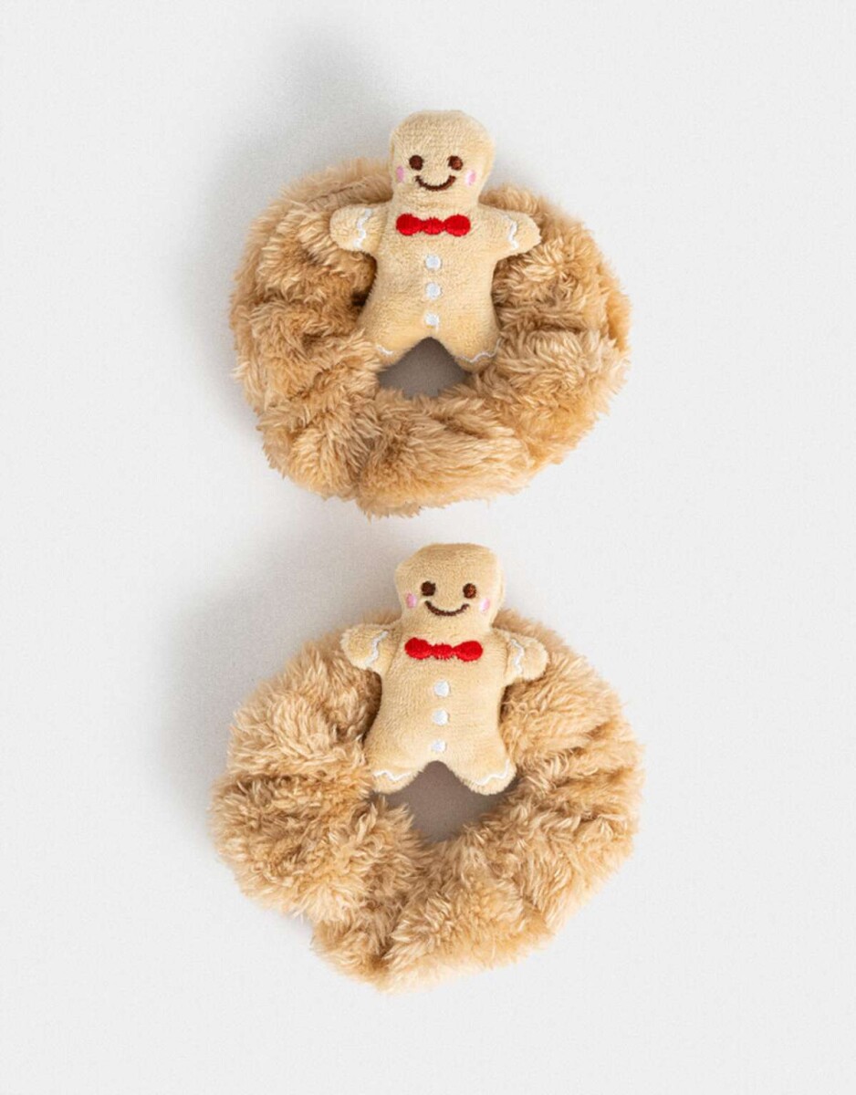 Set De Scrunchies Navideñas - Marron Beige 