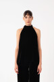 TOP HALTER, EN VELVET Negro