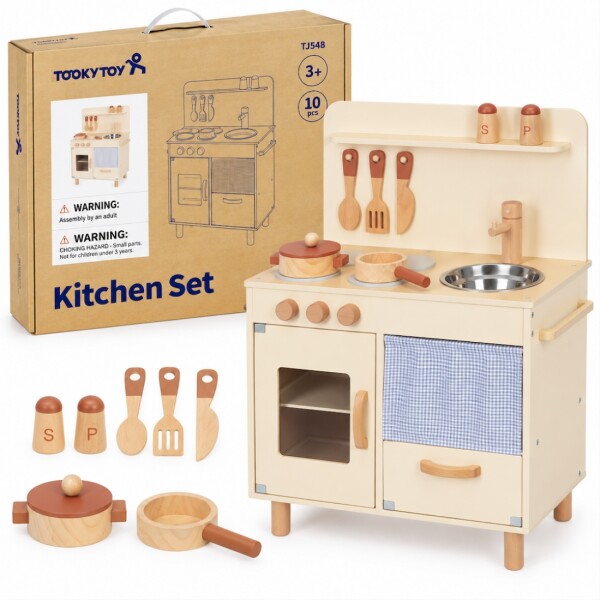 Cocina de madera infantil beige TOOKY TOYS Cocina de madera infantil beige TOOKY TOYS