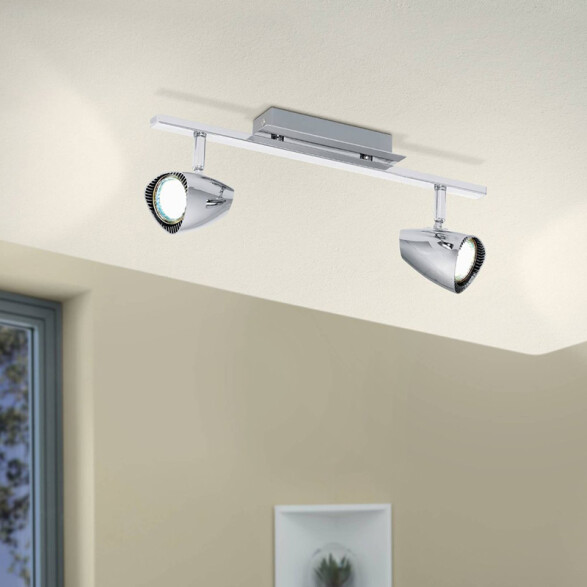 Spot varal cromo 2XGU10 inclui. 2,8W 3000K CORBERA EG2232