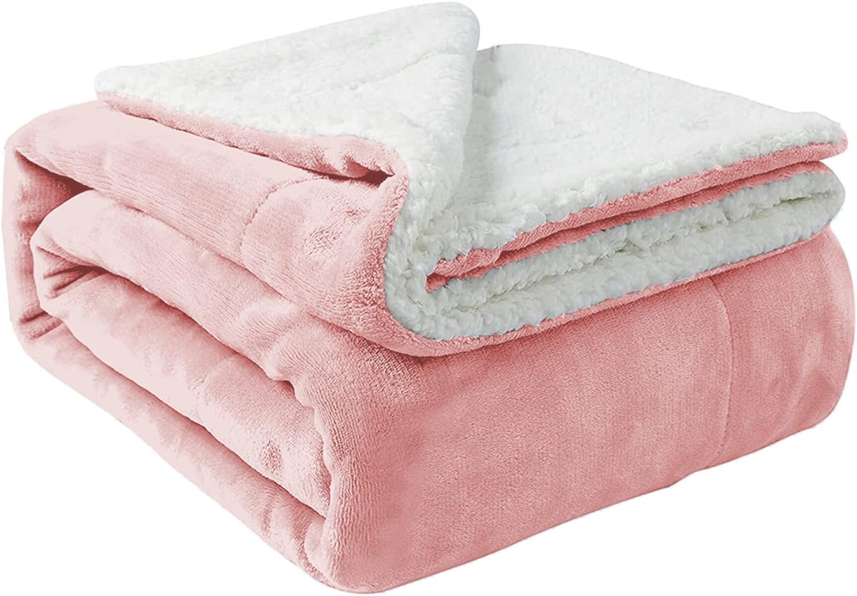 Frazada Manta Polar Termica Con Corderito 2 Plazas - Rosa 