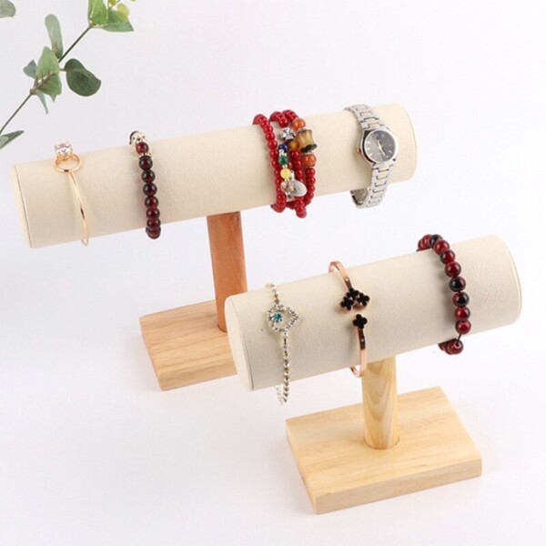 Soporte Exhibidor De Reloj Joyería Estante Madera Maciza Color Variante BLANCOCUERINA