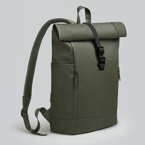 Mochila Gastón Luga Rullen C/Roll-top Notebook Laptop 16" Color Verde Oliva