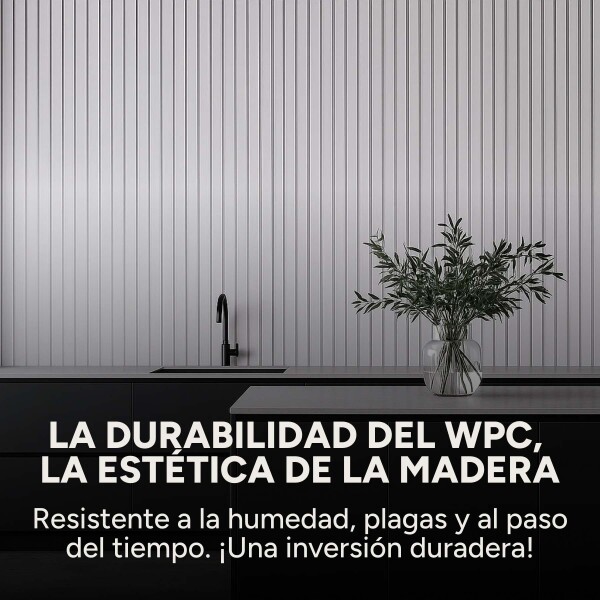 Pack x10 Wpc Simil Madera Wall Panel Lambrin 2.90x16.7 Color Gris Claro