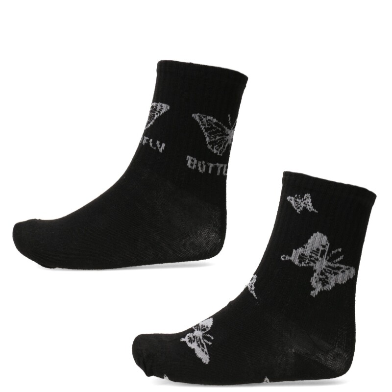 Medias Infantiles N+ Mariposa Negro - Gris
