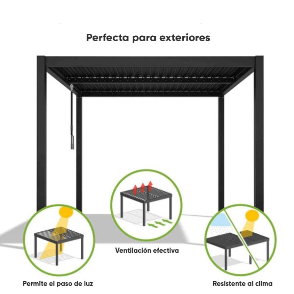 Pergola Moderna Aluminio Regulable 3x3 Desague Incl Patio AX Pergola Moderna Aluminio Regulable 3x3 Desague Incl Patio AX